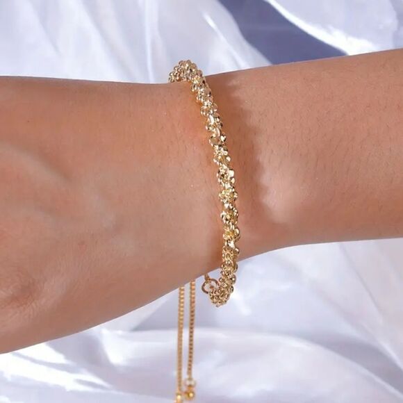 14K Gold Plated Knotted Chain Bracelet - Picture 1 of 7